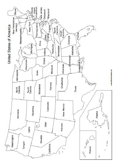 Free Printable United States Map with States Names