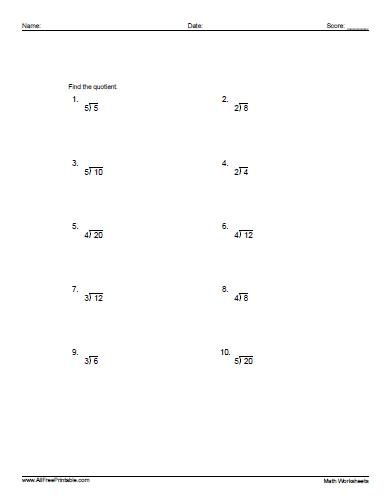 Division Examples Worksheets