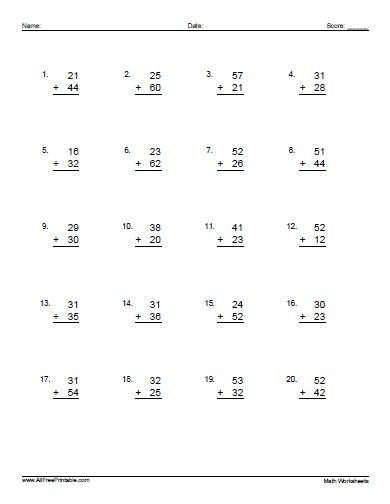 addition worksheets by 2