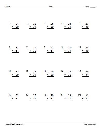 Print Two Digit Multiplication 1 Free Printable