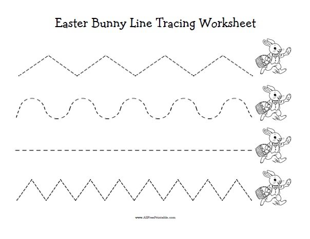 Easter Bunny Line Tracing Worksheet