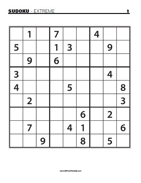 Sudoku – Free Printable