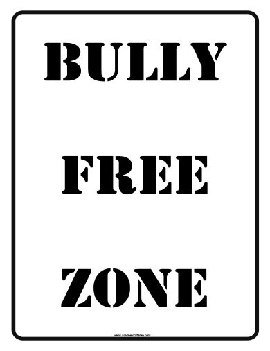 Free Printable Bully Free Zone Sign