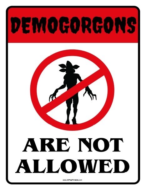 Stranger Things Demogorgon Sign Free Printable