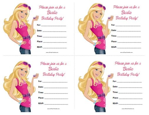 Barbie Birthday Invitations Free Printable