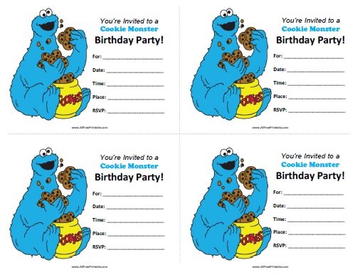 Cookie Monster Birthday Invitations Free Printable