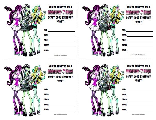 monster high coffin invitations