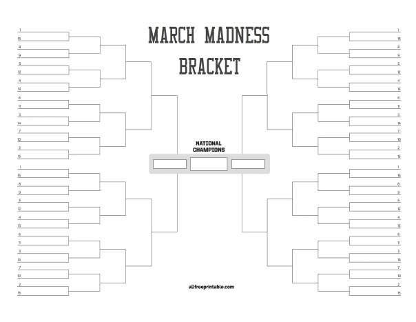 Free Printable NCAA March Madness Bracket
