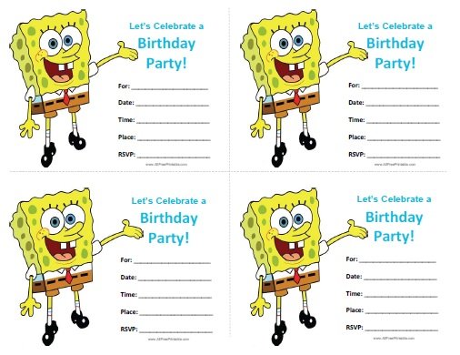 spongebob birthday cards printable