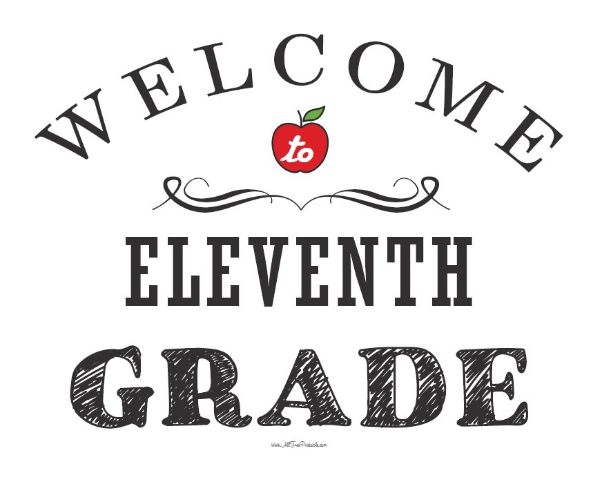 Free Printable Welcome to Eleventh Grade Sign