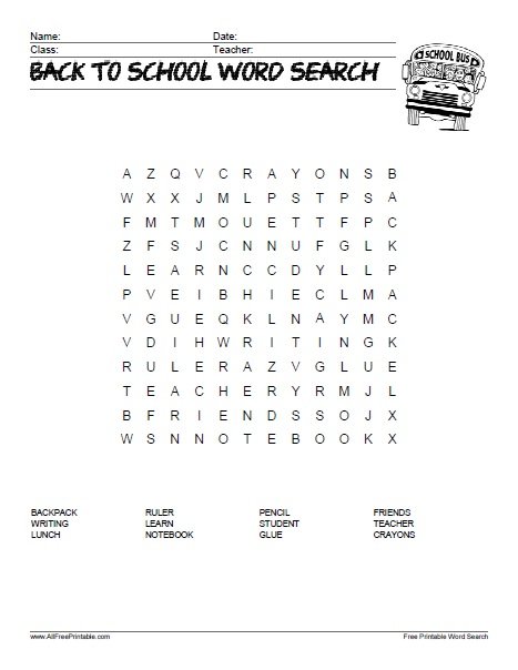 School Word Search Pdf Maniacfilecloud