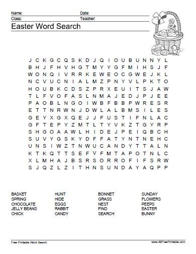 Easter Word Search Puzzle Free Printable