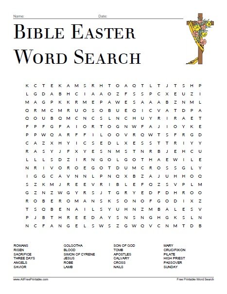 Bible Easter Word Search Free Printable