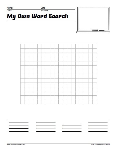 Build Your Own Word Search Free Printable