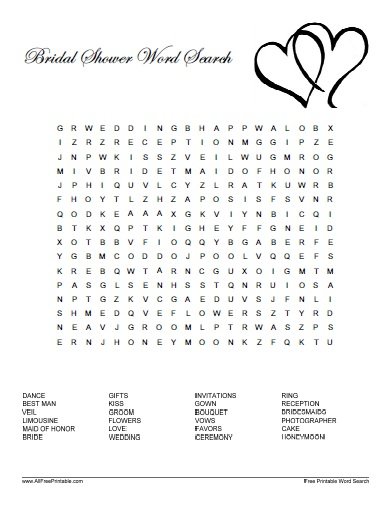 free printable bridal shower games word scramble