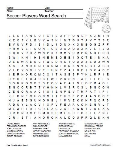 Printable Football Roster Template - Printable Word Searches