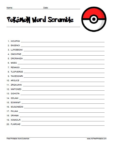 Alolan Pokemon Quiz Word Scramble - WordMint