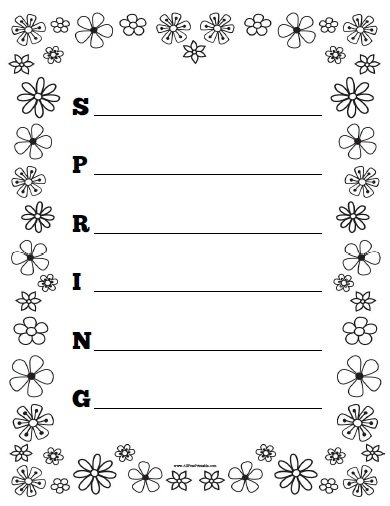 Free Printable Spring Acrostic Poem Worksheet