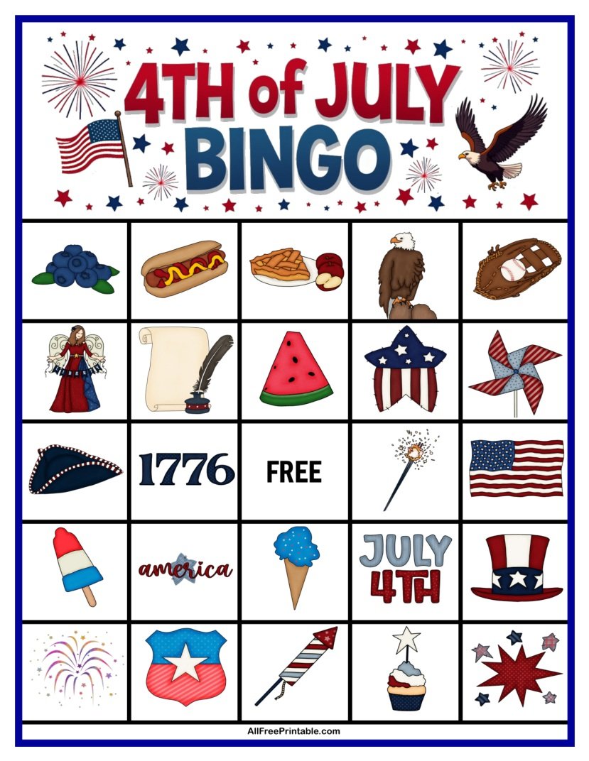 Free Printable 4th of July Bingo Game PDF