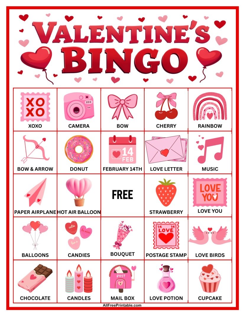 Free Printable Valentine’s Day Bingo Game