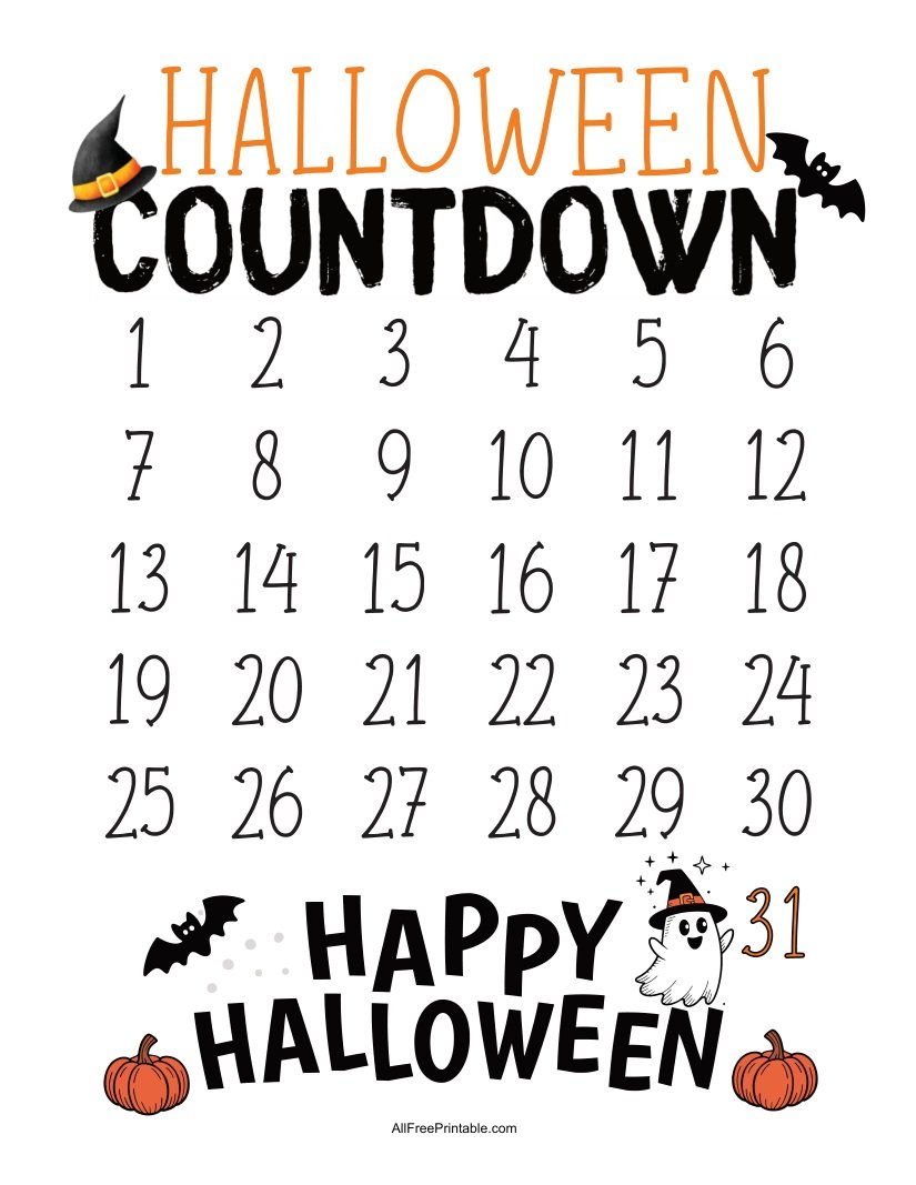 Free Printable Halloween Countdown Calendar