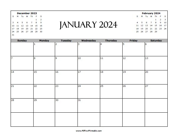 January 2024 Calendar – Free Printable