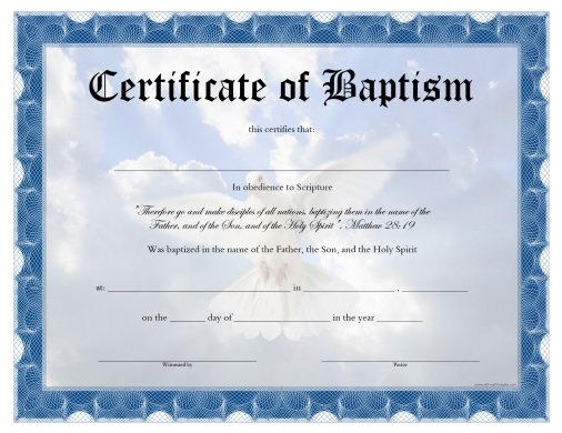Free Printable Baptism Certificate