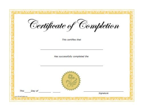 Free Printable Completion Certificate