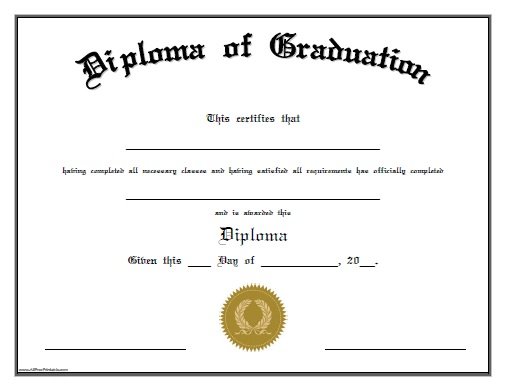 Print High School Diploma – Free Printable