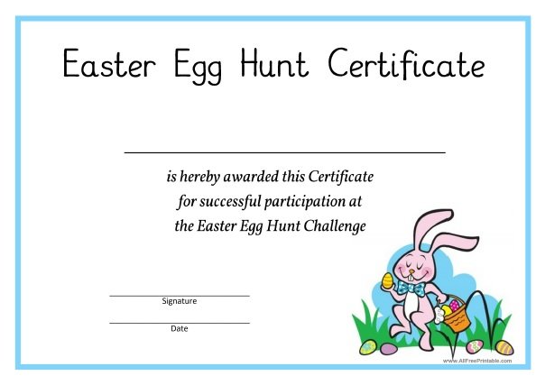 Easter Egg Hunt Certificate