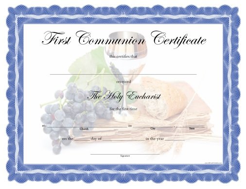 Free Printable First Communion Certificate