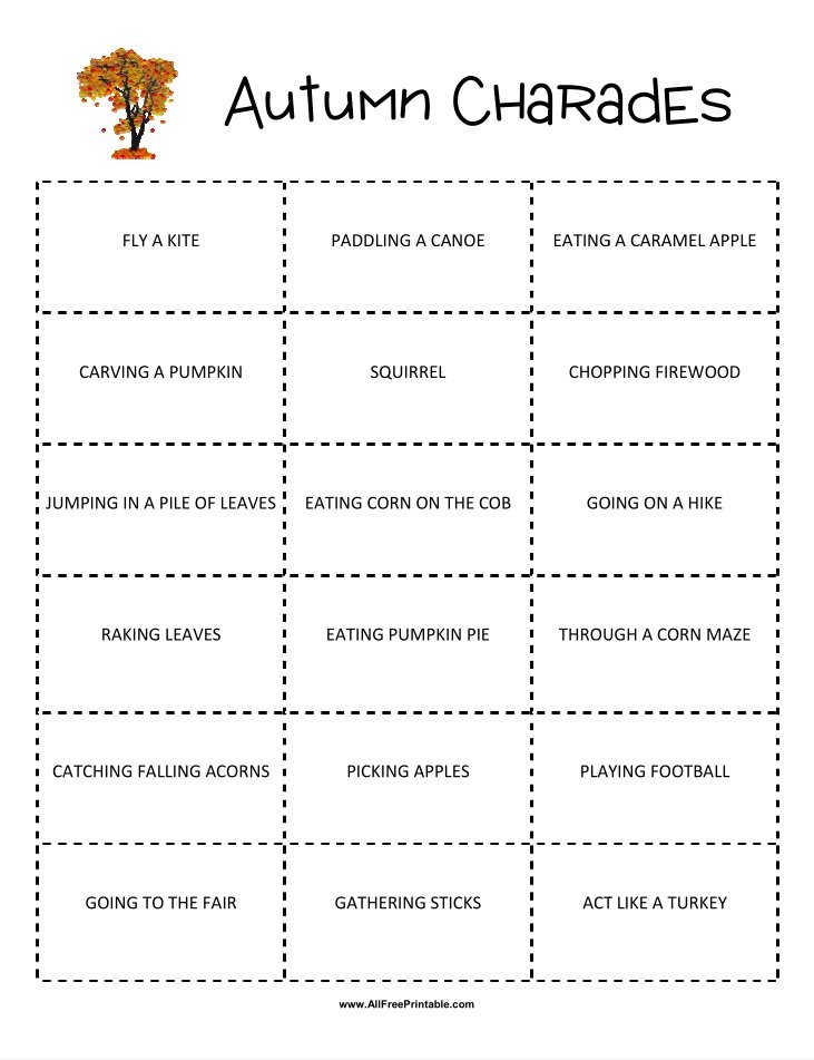 Printable Charades List Printable Charades List