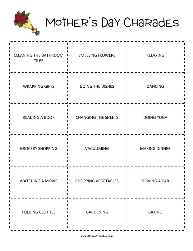 Free Printable Mother's Day Charades Game