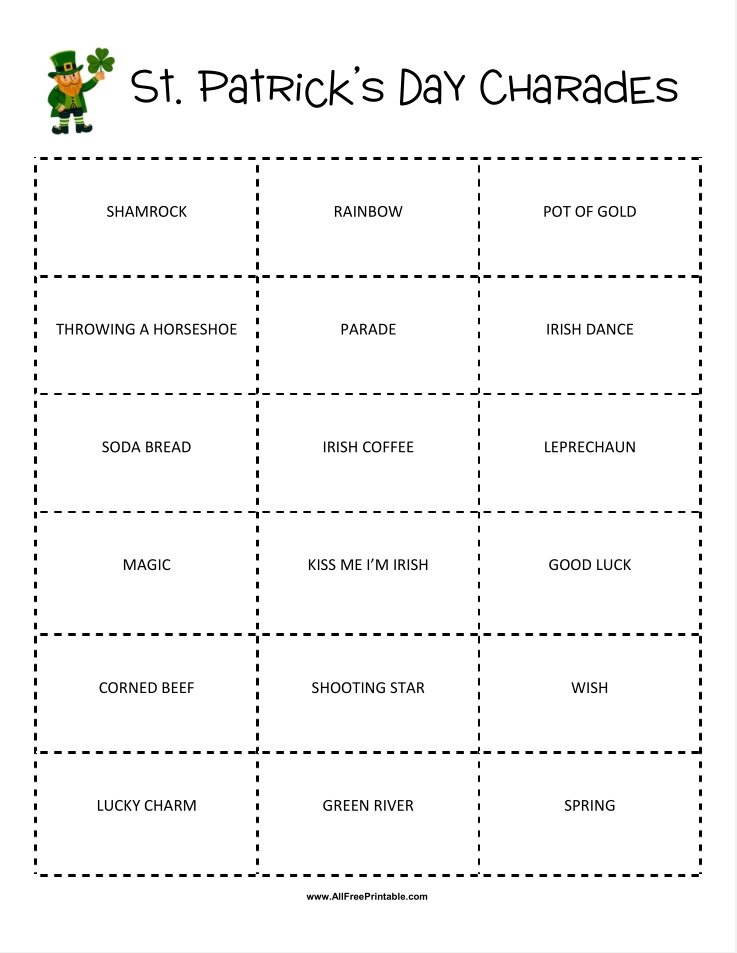 Free Printable St. Patrick's Day Charades Game