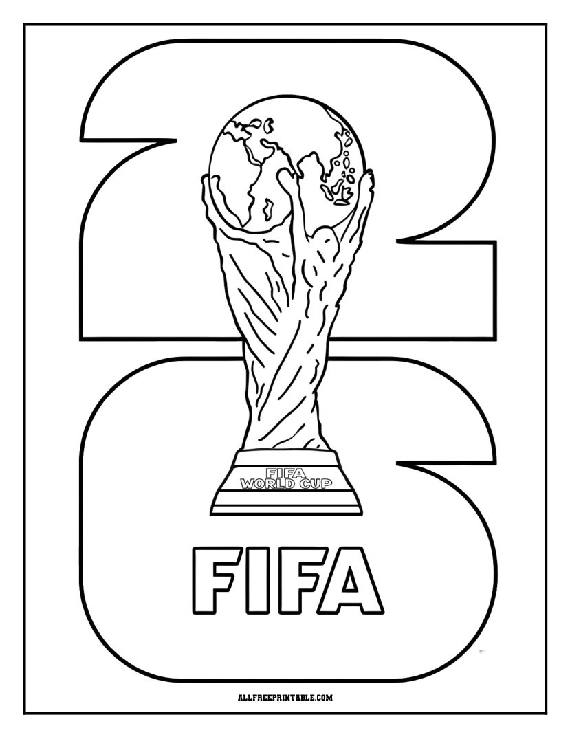 Free Printable 2026 FIFA World Cup Logo Coloring Page PDF
