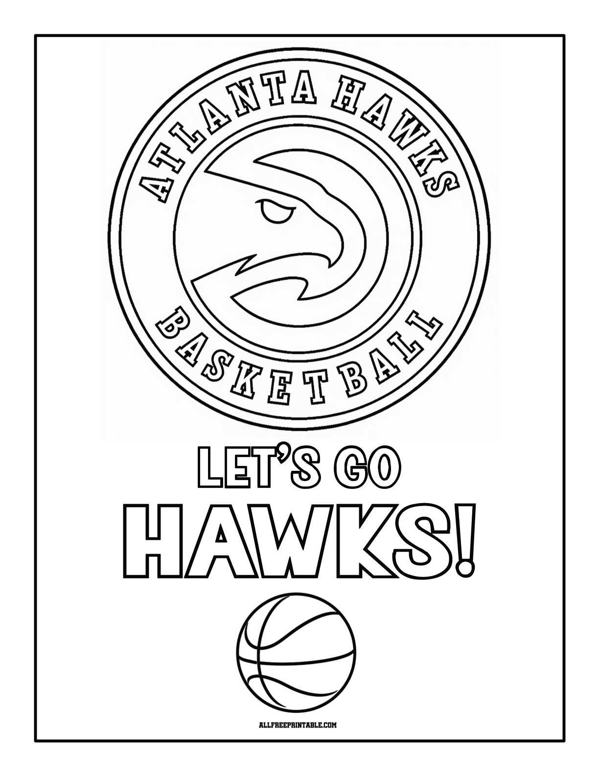 Free Printable Atlanta Hawks Logo Coloring Page