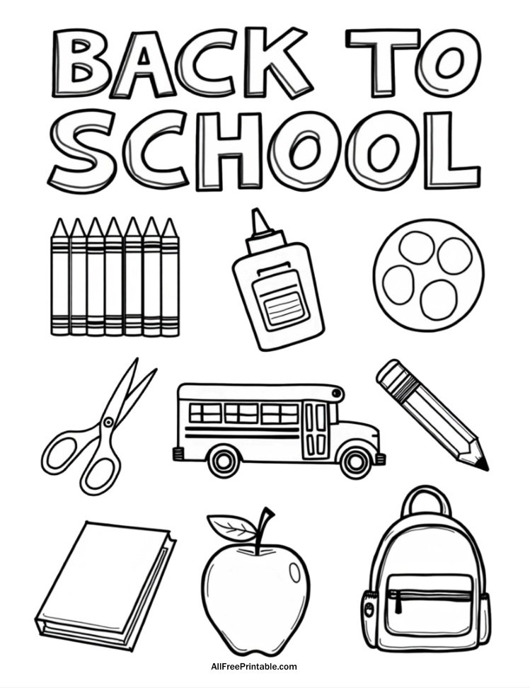 Free Printable Back to School Coloring Page Free Printable Back to School Coloring Page