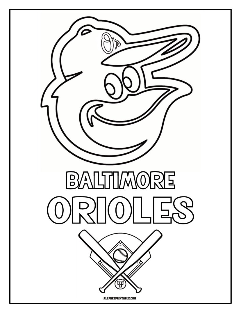 Free Printable Baltimore Orioles Cap Logo Coloring Page