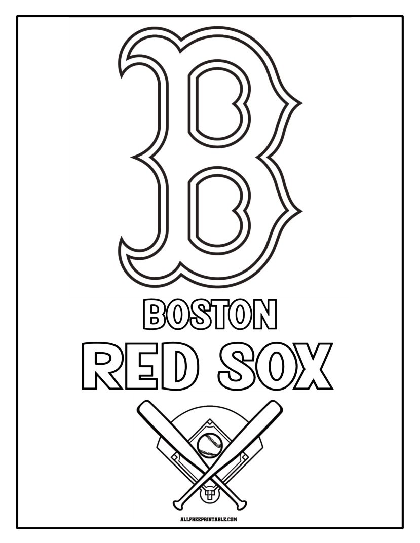 Free Printable Boston Red Sox Cap Logo Coloring Page