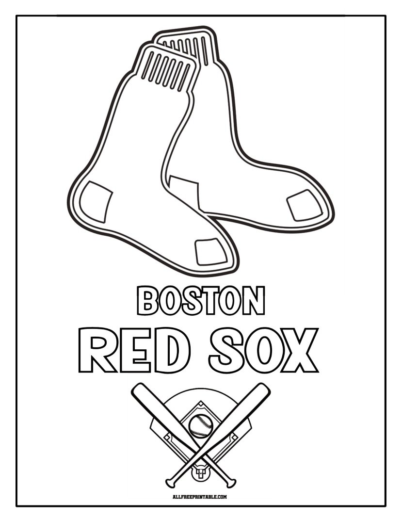 Free Printable Boston Red Sox Logo Coloring Page