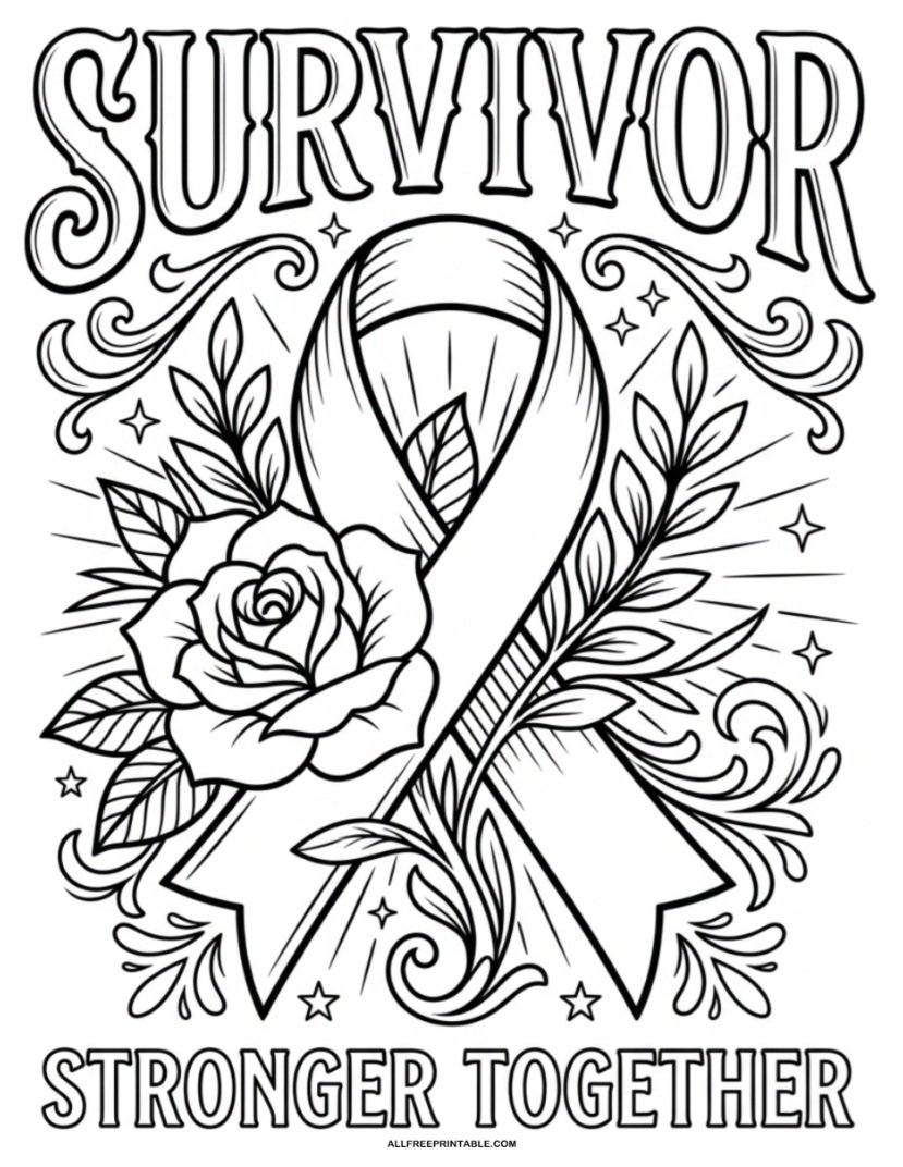 Free Printable Breast Cancer Survivor Coloring Page for Adults Free Printable Breast Cancer Survivor Coloring Page for Adults