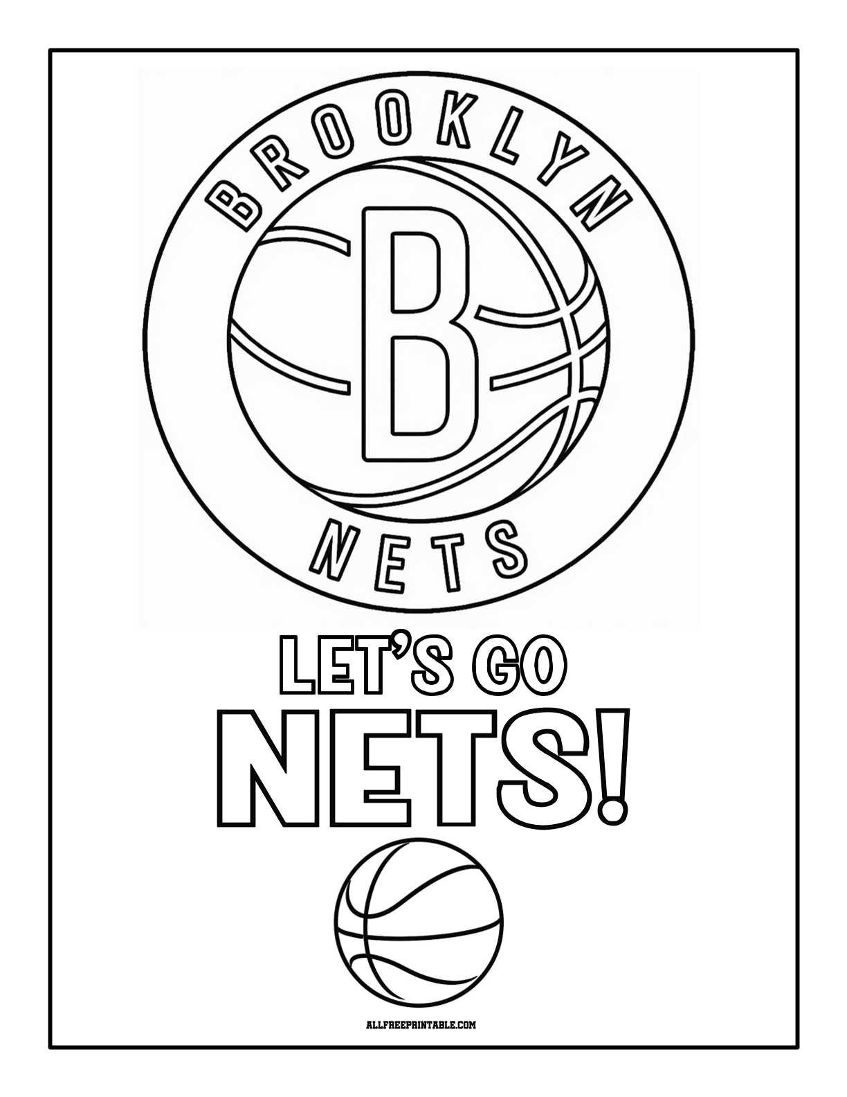 Free Printable Brooklyn Nets Logo Coloring Page