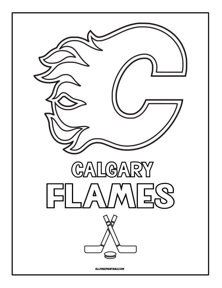 Free Printable Calgary Flames Logo Coloring Page