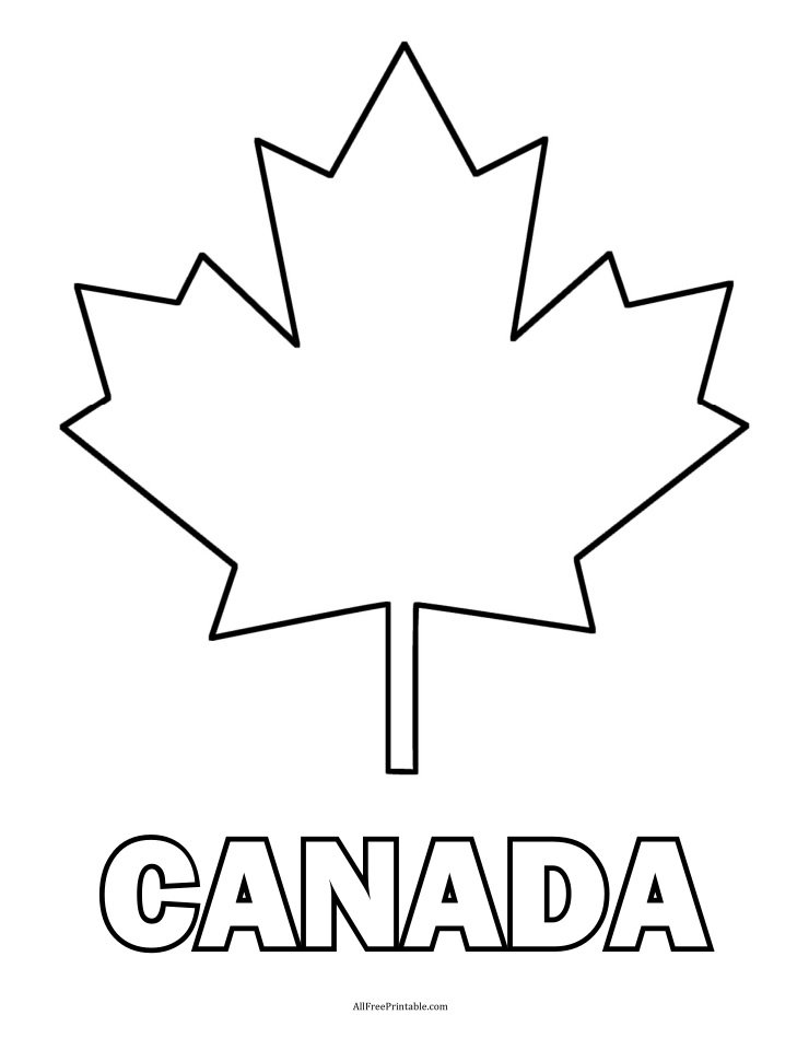 Free Printable Canada Maple Leaf Coloring Page