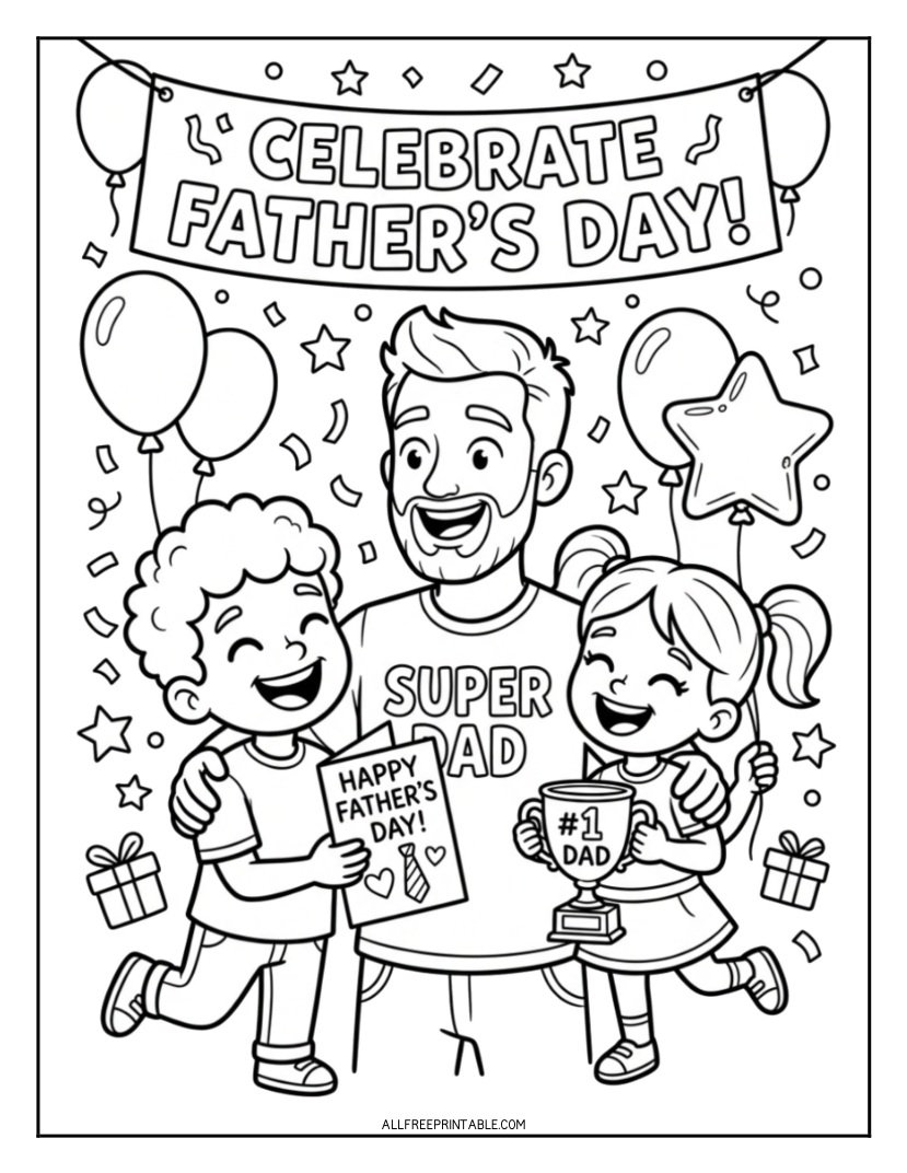 Free Printable Celebrate Father's Day Coloring Page PDF