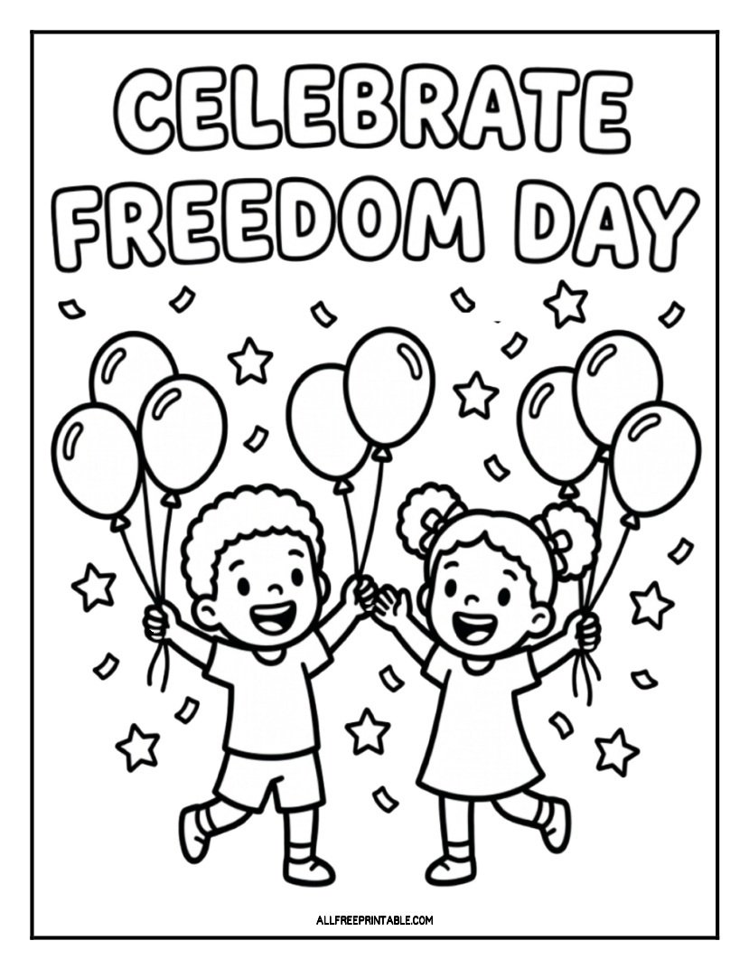 Free Printable Celebrate Freedom Day Juneteenth Coloring Page PDF