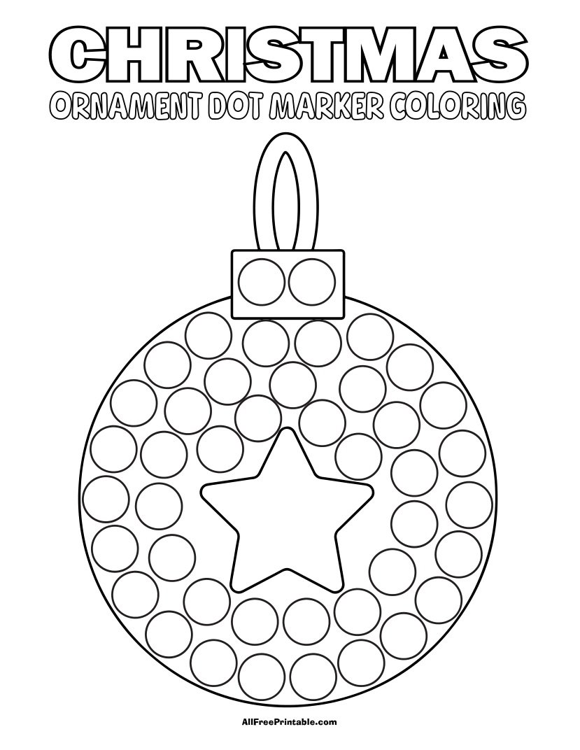 Free Printable Christmas Ornament Dot Marker Coloring Page