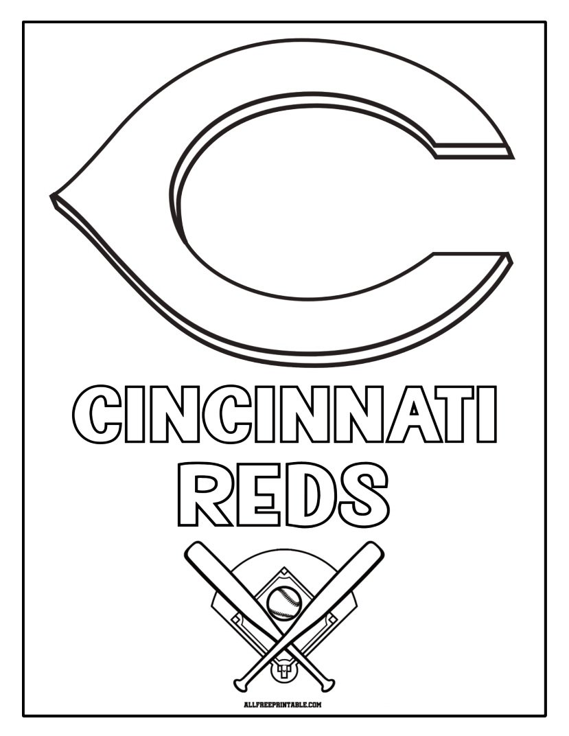 Free Printable Cincinnati Reds Cap Logo Coloring Page