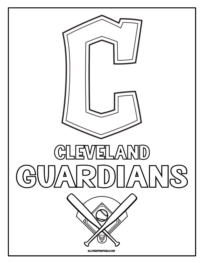 Free Printable Cleveland Guardians Cap Logo Coloring Page