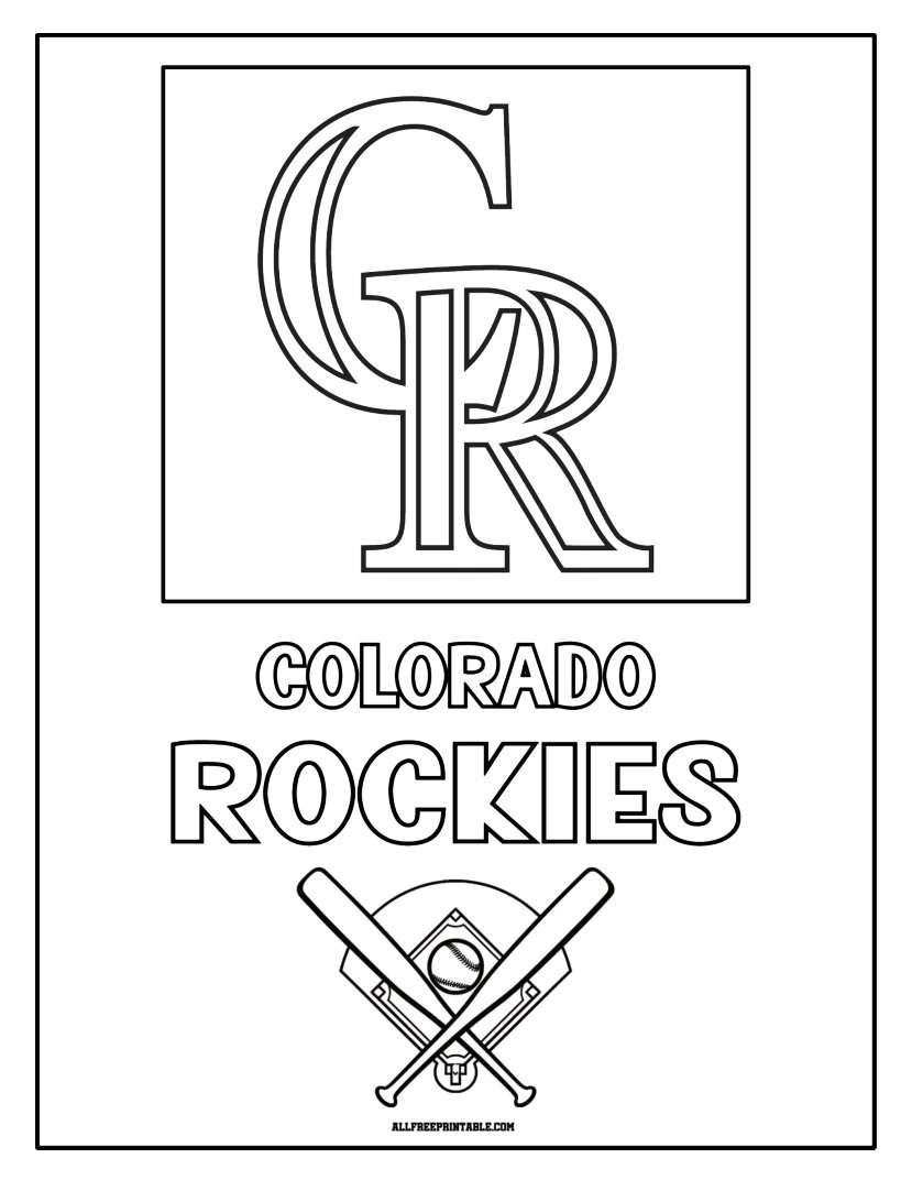 Free Printable Colorado Rockies Cap Logo Coloring Page